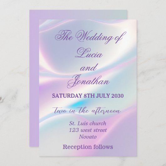 Mooie metallic iriserende bruiloft kaart (Voorkant / Achterkant)