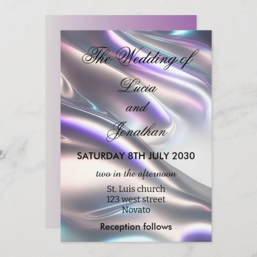 Mooie metallic iriserende bruiloft kaart (Voorkant / Achterkant)