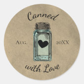 Mooie metselwerkpot ingemaakt met liefde gedateerd ronde sticker (Voorkant)