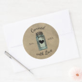 Mooie metselwerkpot ingemaakt met liefde gedateerd ronde sticker (Envelop)