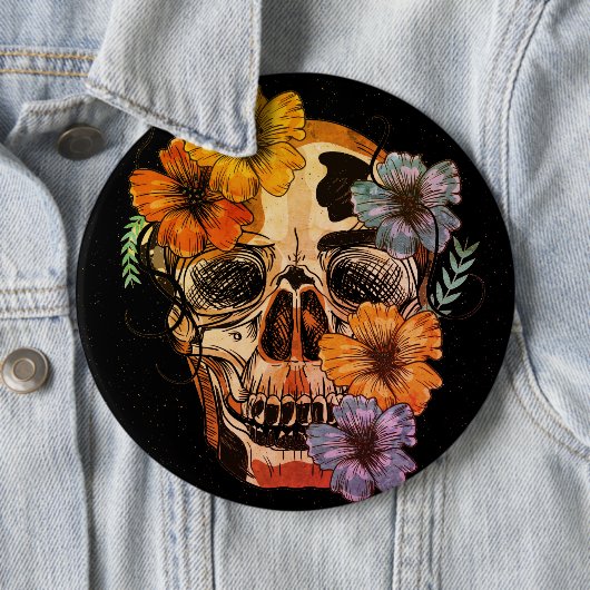 Mooie Mexicaanse vrouwelijke schedel Ronde Button 6,0 Cm (In situ)