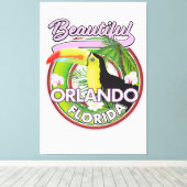 Mooie Miami Orlando reislogo Canvas Afdruk (Insitu (Houten vloer))