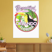 Mooie Miami Orlando reislogo Canvas Afdruk (Insitu (Woonkamer))