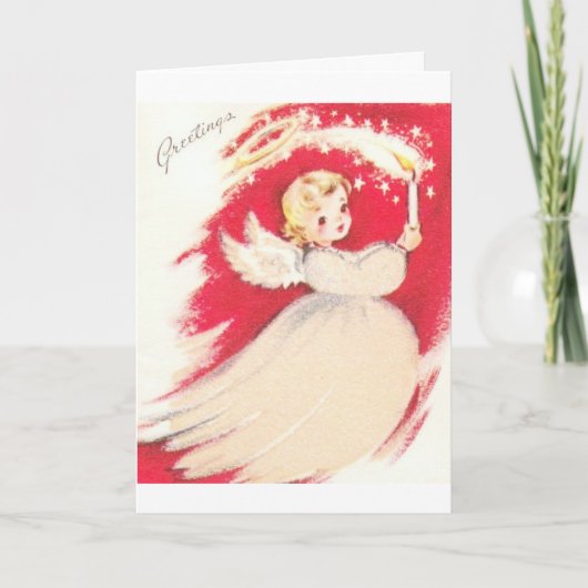 Mooie  Mid Century Mod Retro Angel Feestdagen Kaart (Voorkant)
