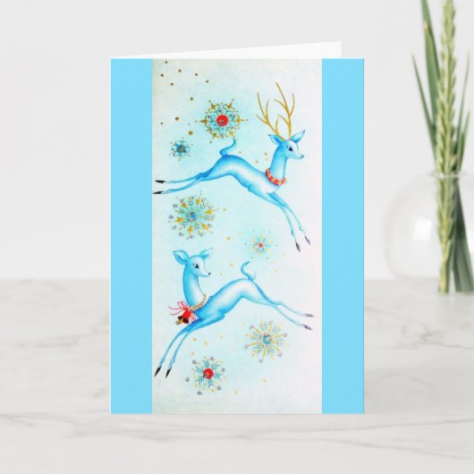Mooie  Mid Century Rendier Feestdagen Kaart (Voorkant)
