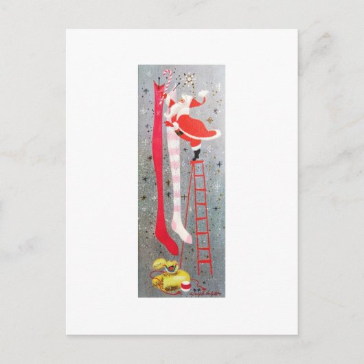 Mooie  Mid Century Santa Feestdagenkaart (Voorkant)