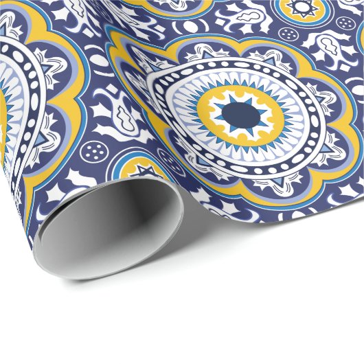 💙 mooie  Middellandse Zee-Azulejos Cadeaupapier (Rol Hoek)