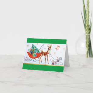 Mooie middenrendierrennen feestdagen kaart