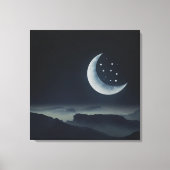 Mooie Midnight Moon en Sterrennacht Canvas Afdruk (Voorkant)