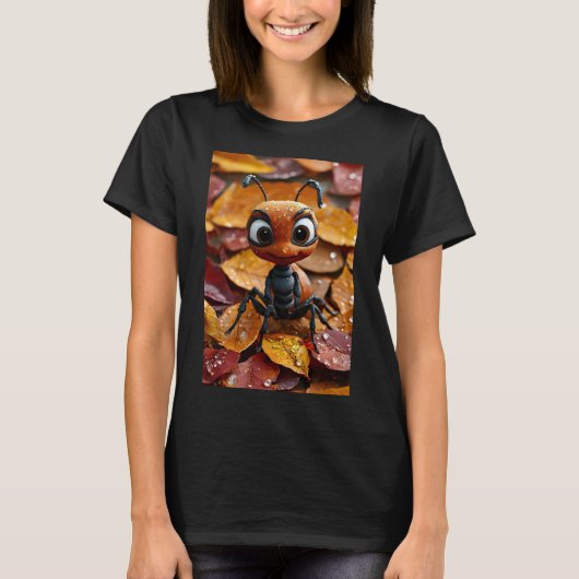 Mooie mier op herfstbladeren Dames T-shirt (Voorkant)