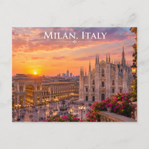 Mooie Milaan Italië Zonsondergang Reisansichtkaart Briefkaart