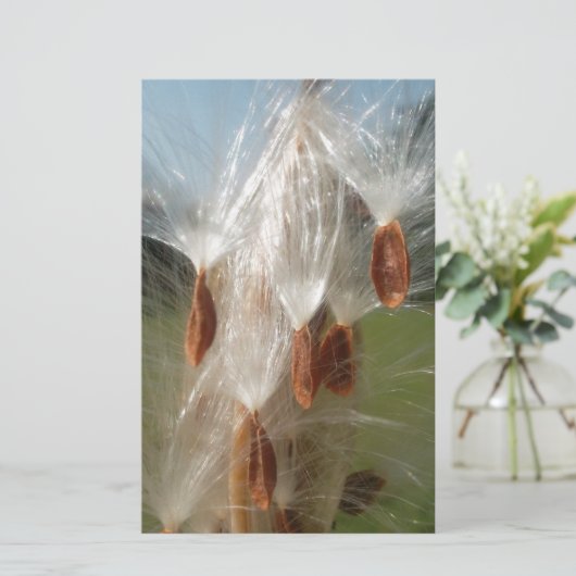 Mooie Milkweed Magic: een Skyward Flight Design Briefpapier (Staand voorkant)