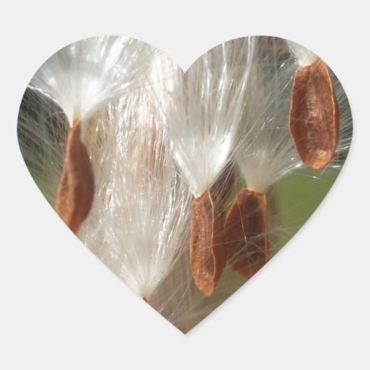 Mooie Milkweed Magic: een Skyward Flight Design Hart Sticker (Voorkant)