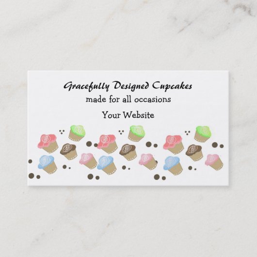 Mooie Mini Cupcake Ontwerp Visitekaartje (Voorkant)