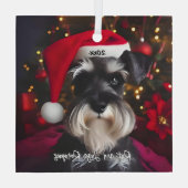 Mooie Miniatuur Schnauzer met Santa Hat Glas Ornament (Achterkant)