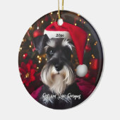 Mooie Miniatuur Schnauzer met Santa Hat Keramisch Ornament (Links)