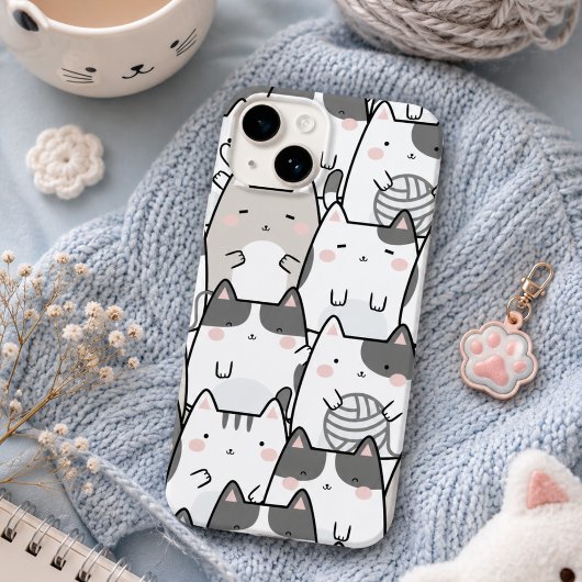 Mooie minimale Kawaii kat patroon iPhone / iPad ho Case-Mate iPhone Case