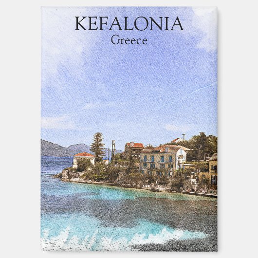 Mooie minimale Kefalonia Griekenland schilderij Magneet (Voorkant)