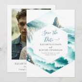 Mooie minimale nautische bruiloft save the date (Voorkant / Achterkant)