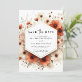 Mooie minimale terracotta bruiloft save the date (Staand voorkant)
