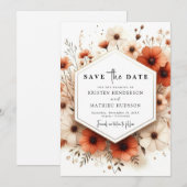 Mooie minimale terracotta bruiloft save the date (Voorkant / Achterkant)