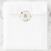 Mooie minimale wilde bloem monogram enveloppe zege ronde sticker (Tas)
