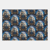 Mooie minimalistische blauwe uil inpakpapier vel (Voorkant 3)