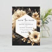 Mooie minimalistische gouden en zwarte bruiloft save the date (Staand voorkant)