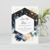 Mooie minimalistische hemelse bruiloft save the date (Staand voorkant)