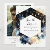 Mooie minimalistische hemelse bruiloft save the date (Voorkant / Achterkant)
