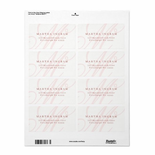 Mooie minimalistische monogram etiket (Full Sheet)
