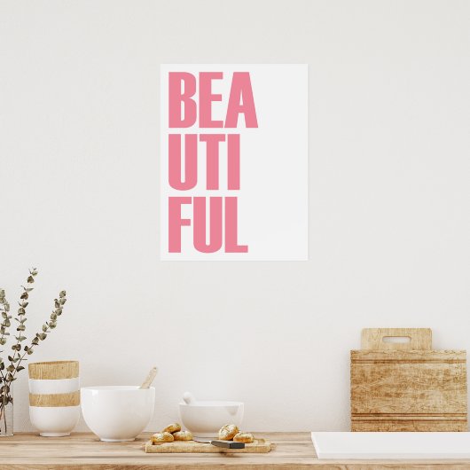 Mooie minimalistische roze typografie poster (Keuken)