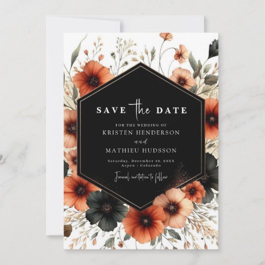 Mooie minimalistische terracotta bruiloft save the date (Voorkant)