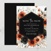 Mooie minimalistische terracotta bruiloft save the date (Voorkant / Achterkant)