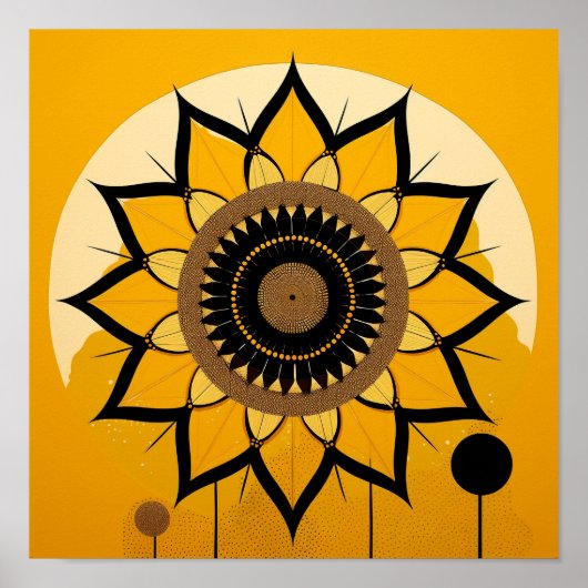 Mooie Minimalistische Zonnebloem Poster (Voorkant)