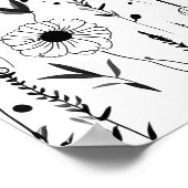 Mooie minimalistische zwarte inkt bloementuin poster (Hoek)