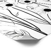 Mooie minimalistische zwarte inkt bloementuin poster (Hoek)