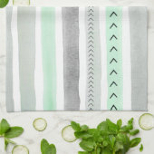 Mooie Mint Green Grey Waterverven Stripes Theedoek (Gevouwen)