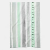 Mooie Mint Green Grey Waterverven Stripes Theedoek (Verticaal)