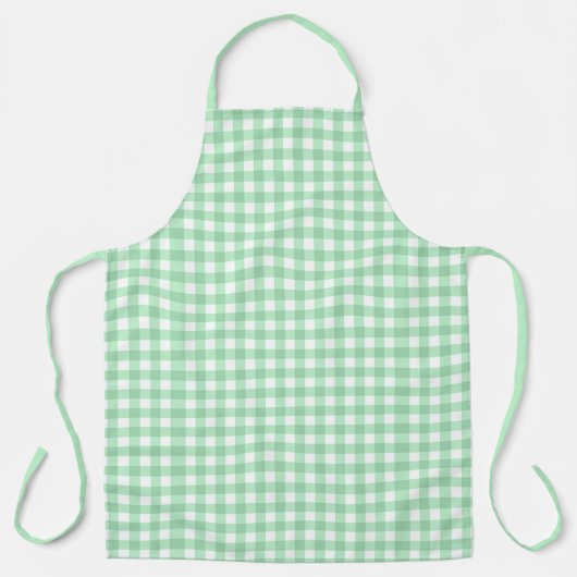 Mooie Mint Green White Gingham Check Schort (Voorkant)