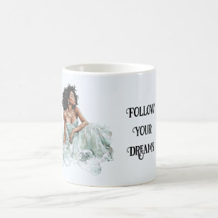 Mooie Mint Jurk Zwarte Dame Koffiemok