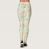 Mooie Mint Peach Bloemig Leggings (Achterkant)
