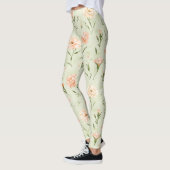 Mooie Mint Peach Bloemig Leggings (Links)