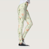 Mooie Mint Peach Bloemig Leggings (Rechts)