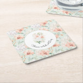 Mooie Mint Perzik Orchidee Bloemen Bruiloft Kartonnen Onderzetters (Schuin)