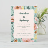 Mooie Mint Salie Blush Roze Bloemen Bruiloft Kaart (Staand voorkant)