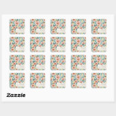 Mooie Mint Salie Roze Roze Bloemige Trouw Bruiloft Vierkante Sticker (Vel)