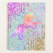 Mooie Mint Unicorn Dierenprint glitters monogram Planner (Voorkant)