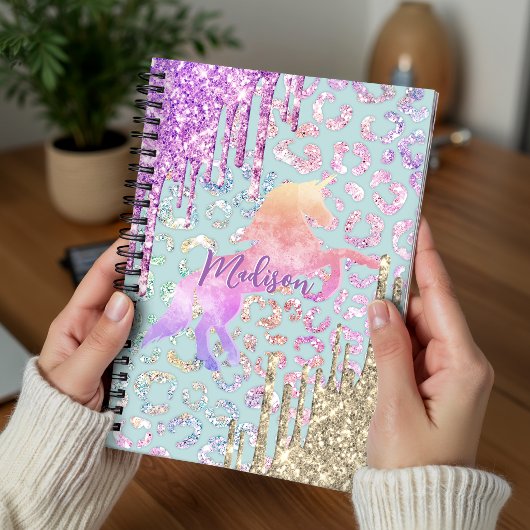 Mooie Mint Unicorn Dierenprint glitters monogram Planner