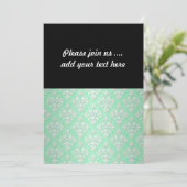 Mooie mintgroene en witte bloemendamaskprint kaart (Staand voorkant)